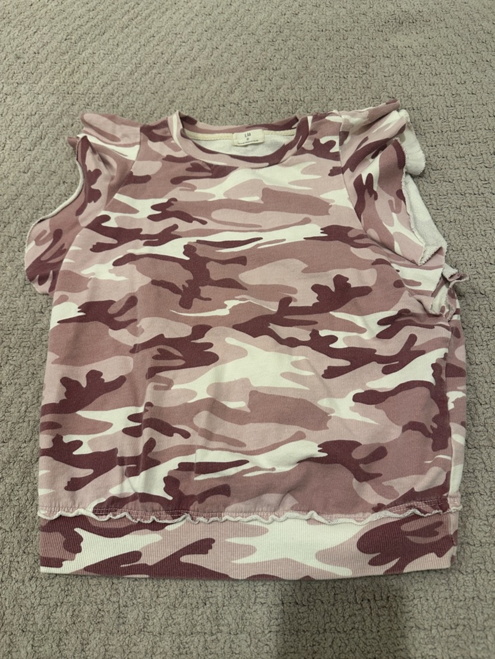 T.La Pink Camo Ruffle Sleeve Tee